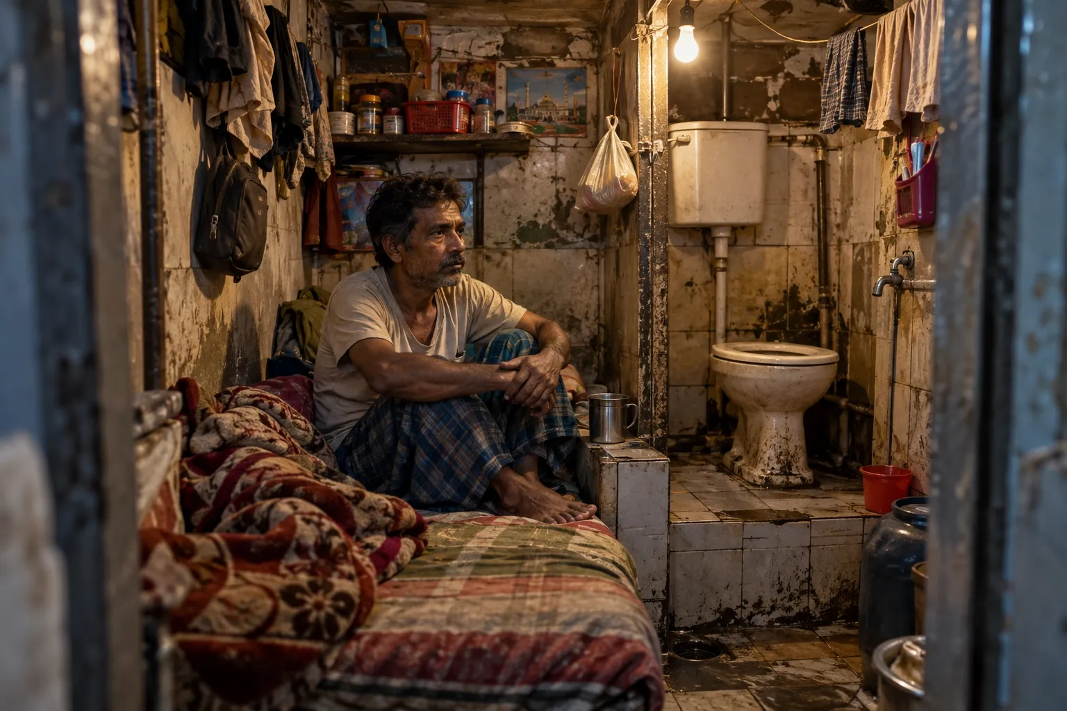 ১৯ বছর ধরে শৌচাগারে বসবাস
